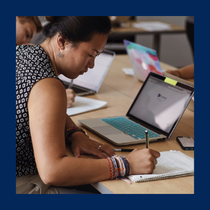 student working on a laptop