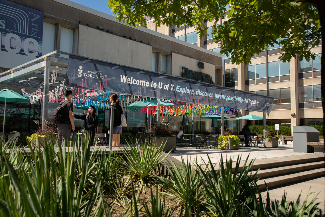 Arts &amp; Science building with Welcome sign